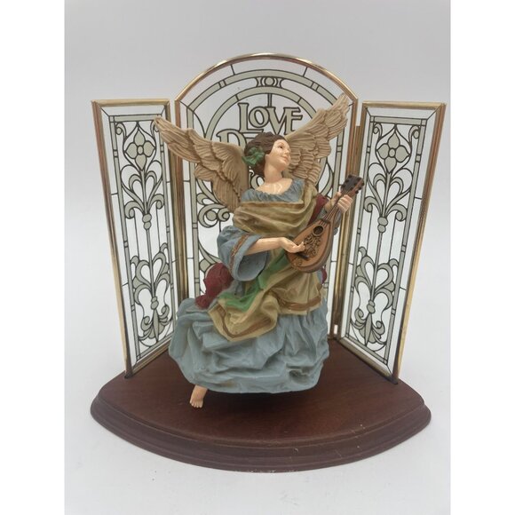 Vintage Hallmark Heavenly Minstrel Mandolin Stained Glass-Look Holiday Decoratio - Picture 1 of 13